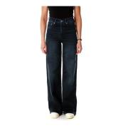 Wide Fit High Waist Flare Jeans Denham , Blue , Dames