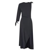 Asymmetrische Lange Jurk met Overslagrok Samsøe Samsøe , Black , Dames