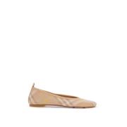 Geruite Gebreide Ballerina's met Rubberen Zool Burberry , Beige , Dame...