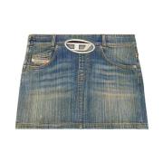 Mini Rokken in Zwarte Denim Stijl Diesel , Blue , Dames