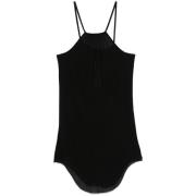 Zwarte Top met Spaghettibandjes en Ruwe Snit Rick Owens , Black , Dame...