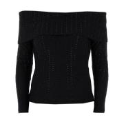 Bardot Halslijn Sweater met Strass Pennyblack , Black , Dames