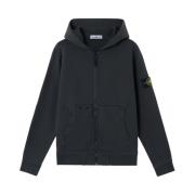 Grijze volledige ritssluiting hoodie diagonale structuur Stone Island ...