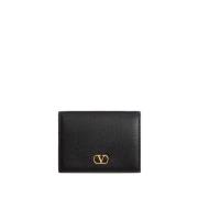 Zwarte V-Logo Handtekening Flap Portemonnee Valentino Garavani , Black...