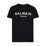 Stijlvol T-shirt in zwart en wit Balmain , Black , Heren