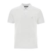 Delicate geborduurd katoenen poloshirt Moschino , White , Heren