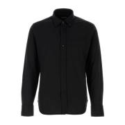 Zijden Blend Zwarte Shirt Tom Ford , Black , Heren