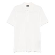 Piquet Polo Shirt met Lyocell en Katoen Tom Ford , White , Heren