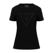 Iconisch Genaaid Logo T-shirt - Zwart Guess , Black , Dames