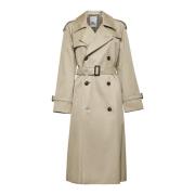 Dubbelrijige regenbestendige jas in grijs Burberry , Beige , Dames