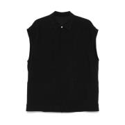 Zwarte Mouwloze Vest met Voorsluiting Rick Owens , Black , Heren