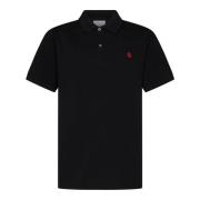 Zwarte Polo Shirt met Rood Schedel Borduursel Alexander McQueen , Blac...