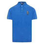 Geborduurde 'Polo Bear' Katoenen Polo Polo Ralph Lauren , Blue , Heren