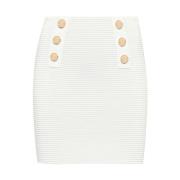 Jacquard Gebreide Rok met Zijknopen Pinko , White , Dames