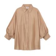 Korte Mouw Zomerblouse Oversized Pasvorm SoSUE , Beige , Dames