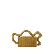 Raffia Handgedragen Clutch met Magnetische Sluiting Cult Gaia , Beige ...