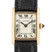 Pre-owned Leather watches Cartier Vintage , Black , Dames