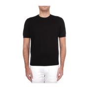 Katoenen Ronde Hals Korte Mouw T-shirt Drumohr , Black , Heren