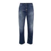 Katoenen Cropped Jeans met Juweeldetail Dondup , Blue , Dames