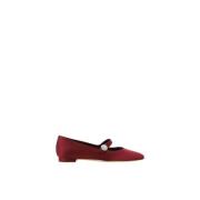 Zijden ballerina's met parelversiering Manolo Blahnik , Red , Dames