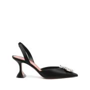 Kristallen gesp puntige neus slingback hakken Amina Muaddi , Black , D...