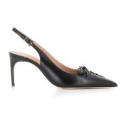 Zwarte leren slingback hakken Malone Souliers , Black , Dames