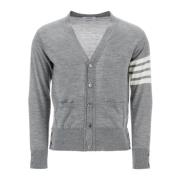 Lichte Merinowol Vest met Witte Strepen Thom Browne , Gray , Heren