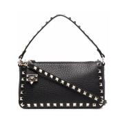 Zwarte Korrelige Leren Rockstud Tas Valentino Garavani , Black , Dames