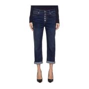 Blauwe Denim Knoopsluiting Jeans Dondup , Blue , Dames