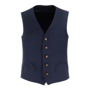 Blauwe Wollen V-hals Vest Blazé Milano , Blue , Dames