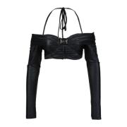 Elegante Top met Stretchstof Versace Jeans Couture , Black , Dames