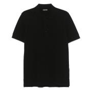 Piquet Polo Shirt met Lyocell en Katoen Tom Ford , Black , Heren