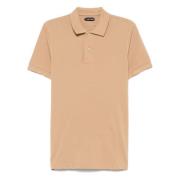 Katoenen Polo Shirt met Piquet Design Tom Ford , Beige , Heren