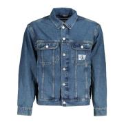 Blauwe Denim Jack met Logo Applicatie Calvin Klein , Blue , Heren