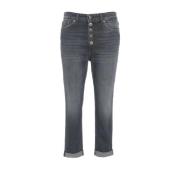 Katoenen Jeans met Juweeldetail Dondup , Black , Dames