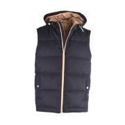 Wollen en Kasjmier Puffer Vest Eleventy , Blue , Heren