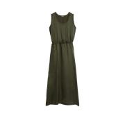 Katoenen Lange Jurk Mouwloos Elastische Taille Aspesi , Green , Dames