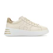 Stijlvolle Rebel Sneakers in Zandkleurig Leer Hogan , Beige , Dames