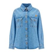 Denim shirt met hoge kraag Blazé Milano , Blue , Dames