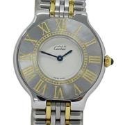 Pre-owned Glass watches Cartier Vintage , Beige , Dames