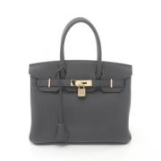 Pre-owned Leather handbags Hermès Vintage , Gray , Dames