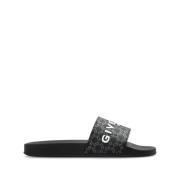 Zwarte Slip-On Sandalen met Logo Givenchy , Black , Heren