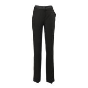 Elegante Palazzo Polyester Broek met Satijnen Riem Kocca , Black , Dam...