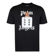 Pin Up Front Print Katoenen T-shirt Palm Angels , Black , Heren