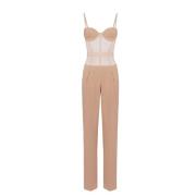 Stijlvolle Jurk Collectie Elisabetta Franchi , Beige , Dames