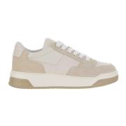 Leren Sneakers met Suède Inzetstukken Hogan , Beige , Heren