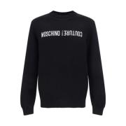 Sweatshirt met Ribboord en Merkhandtekening Moschino , Black , Heren