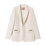 Polyester blazer met gouden kettingen Twinset , White , Dames