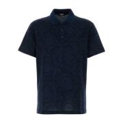 Gedrukte Piquet Polo Shirt Versace , Blue , Heren