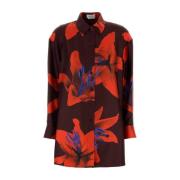 Satijnen Oversized Bedrukte Shirt Alexander McQueen , Multicolor , Dam...